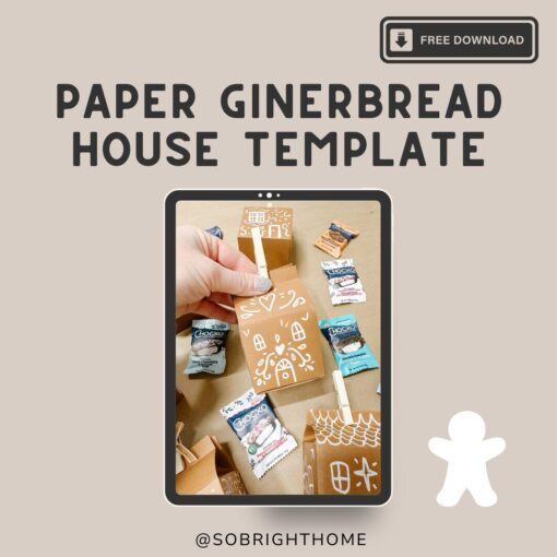 Paper Gingerbread House Box Template | So Bright Home x Chocxo