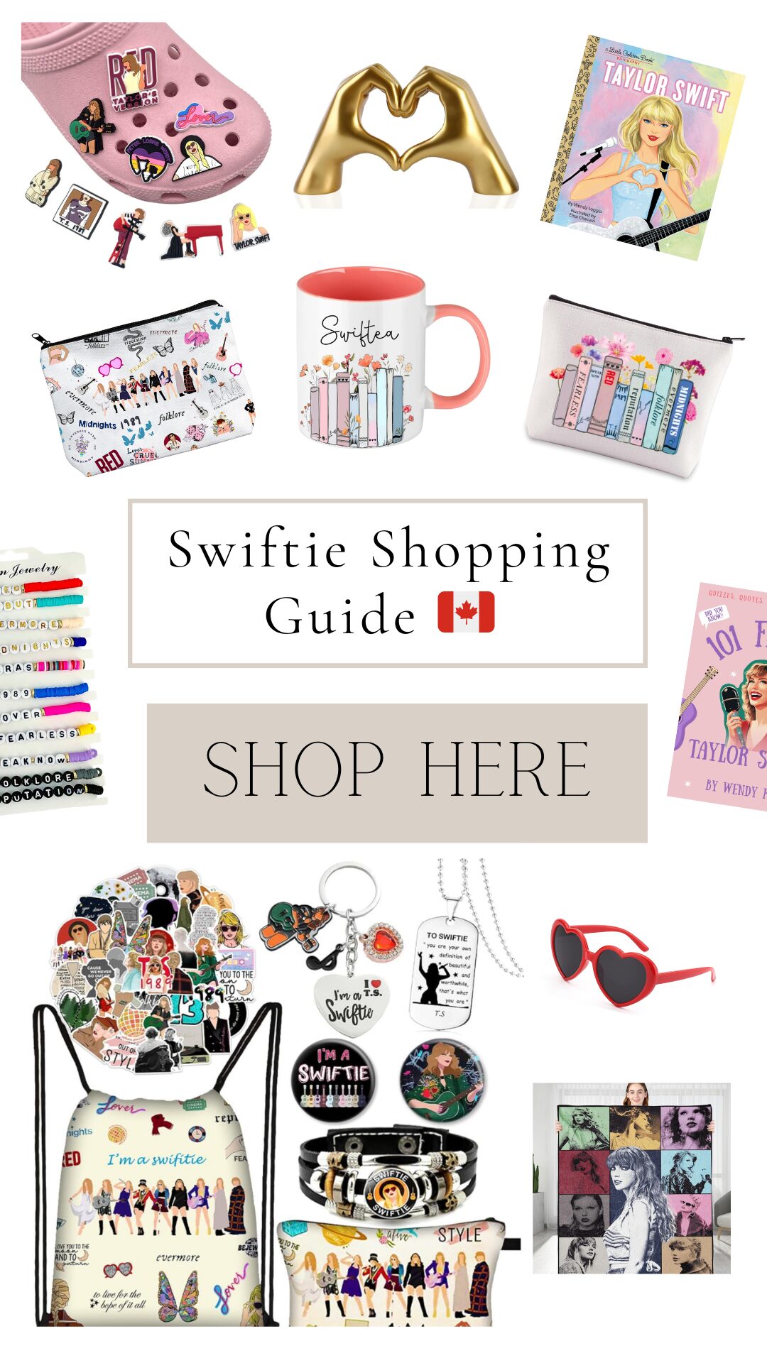 Taylor Swift Shopping Guide | Taylor Swift Birthday Present Ideas | Taylor Swift Merch | Swiftie Gift Ideas | Swiftie Party Ideas 